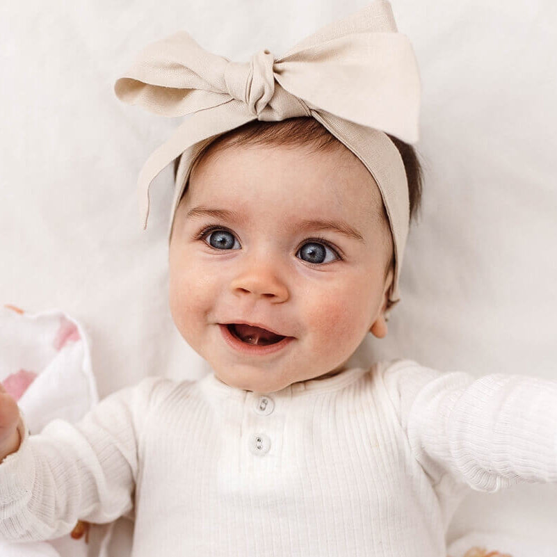 Linen Bow Pre-Tied Headband Wrap