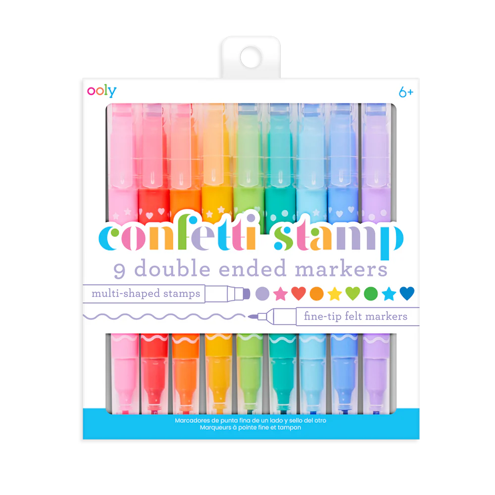 Confetti Stamp Double-Ended Markers - Set of 9