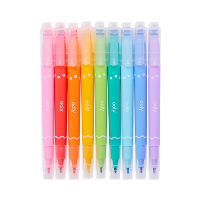 Confetti Stamp Double-Ended Markers - Set of 9