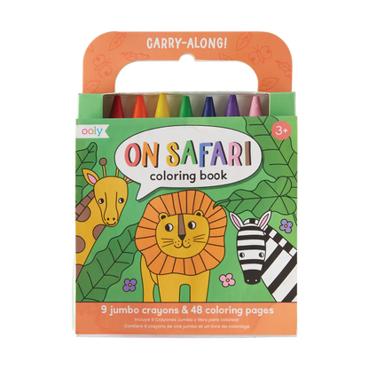 Carry Along! Coloring Book and Crayon Set - On Safari - Set of 9 Crayons