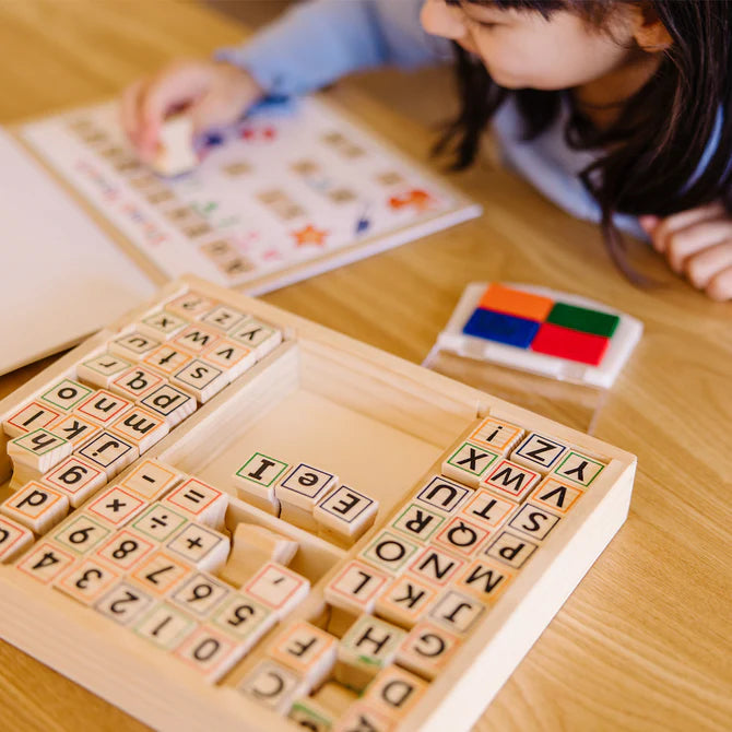 Deluxe Wooden Stamp Set - ABCs 123s