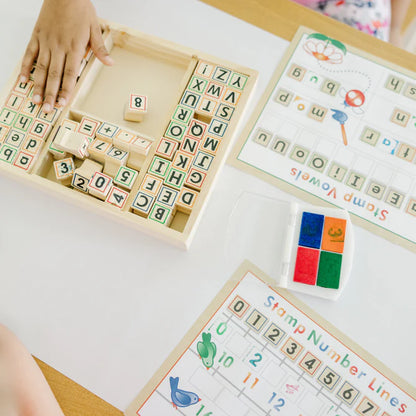 Deluxe Wooden Stamp Set - ABCs 123s