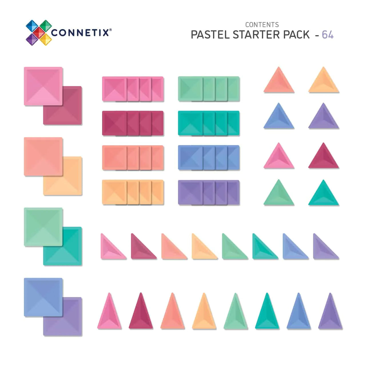Connetix Tiles Pastel Starter Pack 64 pc