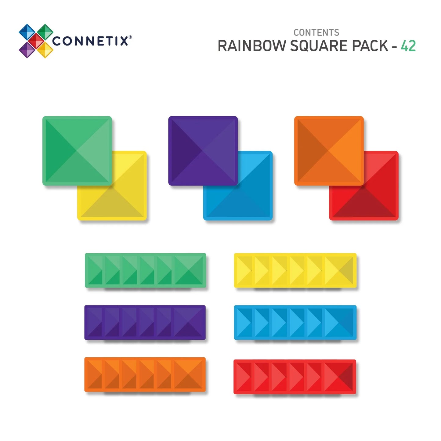 Connetix Tiles Rainbow Square Pack 42 pc