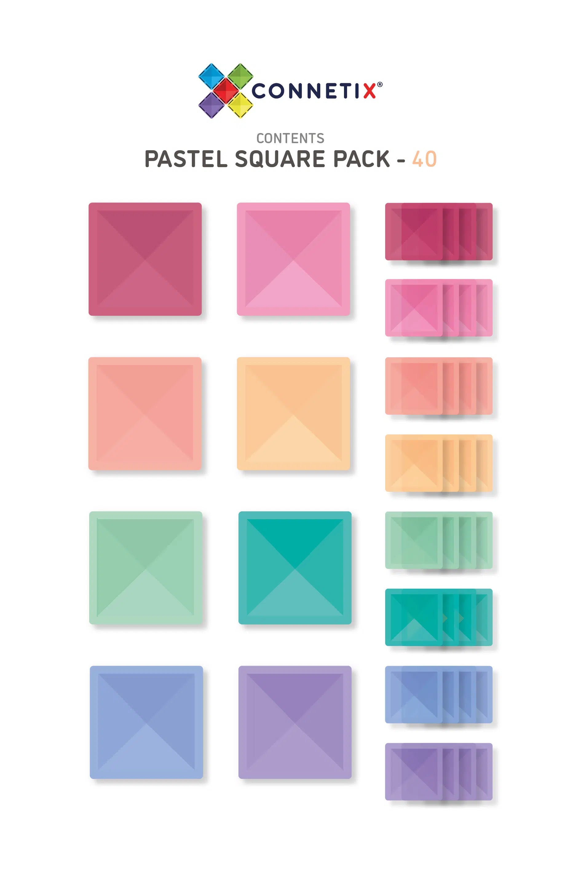 40 Piece Pastel Square Pack