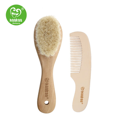 GOAT WOOL WOODEN BABY HAIRBRUSH WITH WOODEN COMB